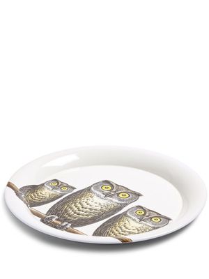 Fornasetti plateau Civette à imprimé graphique - Blanc