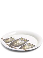 Fornasetti plateau Civette à imprimé graphique - Blanc