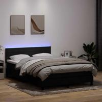 Boxspring met matras en LED fluweel zwart 160x220 cm