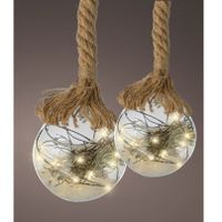 Verlichte kerstballen - D10 en D20 cm - glas - aan touw - warm wit