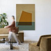 Urban Cotton Wandkleed 'Geen Beige' 110 x 145cm in Frame - black