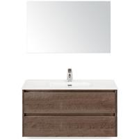 Dante Badmeubelset 100 cm - Tabacco - Keramische Wastafel Wit Cover met Spiegel