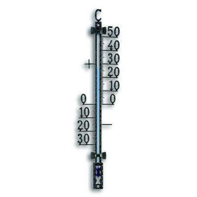TFA Buiten Thermometer - analoog - metaal - zwart - 28 x 7 cm