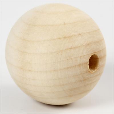 Creativ Company Houten kraal, d 50 mm, gatgrootte 8 mm, 4 stuk/ 1 doos