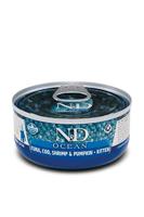 FARMINA N&D Ocean Kitten Tonijn, Kabeljauw, Garnalen & Pompoen - natvoer voor kittens - 70g