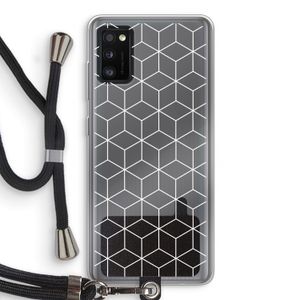 Zwart-witte kubussen: Samsung Galaxy A41 Transparant Hoesje met koord