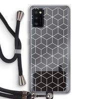Zwart-witte kubussen: Samsung Galaxy A41 Transparant Hoesje met koord