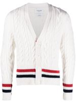 Thom Browne cardigan en maille torsadée à col v - Blanc