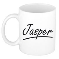 Naam cadeau mok / beker Jasper met sierlijke letters 300 ml - thumbnail