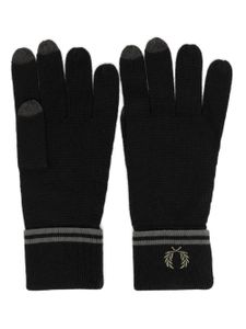 Fred Perry gants rayés à logo brodé - Noir