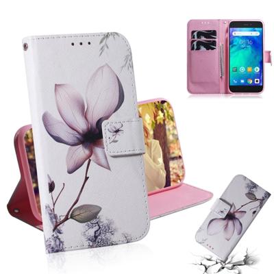 Magnolia bloem patroon gekleurde tekening horizontale Flip lederen case voor Xiaomi Redmi gaan met houder & card slots & portemonnee