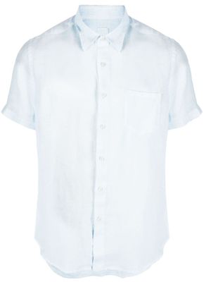 120% Lino chemise en lin à manches courtes - Bleu