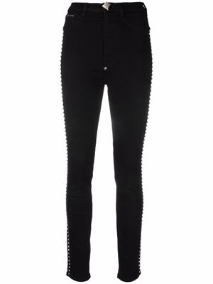 Philipp Plein jean skinny Crystal à taille haute - Noir