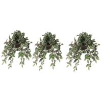 Mica Decorations Kunstplant Tradescantia vader hangplant - 3x - 45 cm - groen