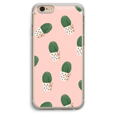 Cactusprint roze: iPhone 6 Plus / 6S Plus Transparant Hoesje