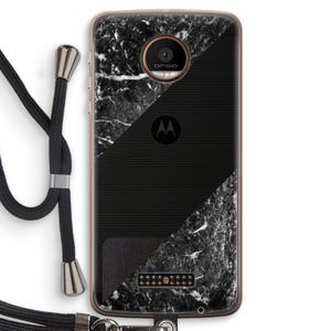 Zwart marmer: Motorola Moto Z Force Transparant Hoesje met koord