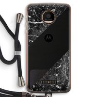 Zwart marmer: Motorola Moto Z Force Transparant Hoesje met koord