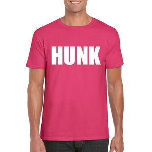 Hunk tekst t-shirt roze heren