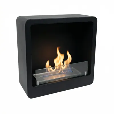 Vierkante bio-ethanol haard in zwart | ScandiFlames | Hangende bio-ethanol haard | Zwart