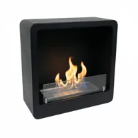 Vierkante bio-ethanol haard in zwart | ScandiFlames | Hangende bio-ethanol haard | Zwart