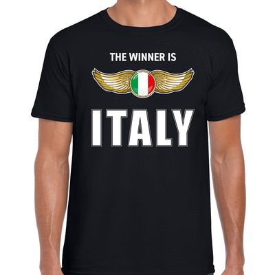 The winner is Italy / Italie t-shirt zwart voor heren The winner is Italy / Italie t-shirt zwart voor heren
