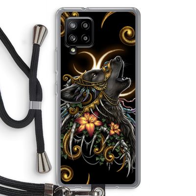 Huilende Wolf: Samsung Galaxy A42 5G Transparant Hoesje met koord