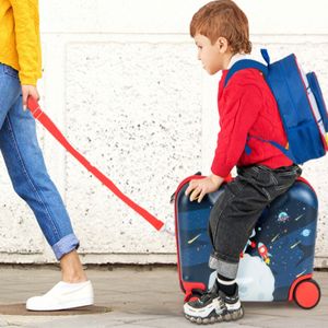 Set van 2 Stuks Bagage voor Kinderen Koffer van 47 cm en Rugzak van 30 cm met Wieltjes en Waterdichte Harde Schaal Zwart + Blauw