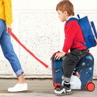 Set van 2 Stuks Bagage voor Kinderen Koffer van 47 cm en Rugzak van 30 cm met Wieltjes en Waterdichte Harde Schaal Zwart + Blauw - thumbnail