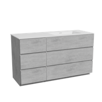 Storke Edge staand badmeubel 140 x 52 cm beton donkergrijs met Mata asymmetrisch rechtse wastafel in solid surface mat wit - thumbnail