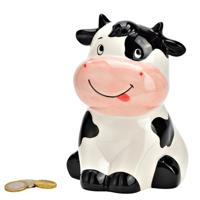 Spaarpot cow - voor kinderen - keramiek - grijs - 16 x 12 x 10 cm - geld sparen Spaarpot cow - voor kinderen - keramiek - grijs - 16 x 12 x 10 cm - geld sparen