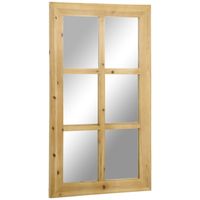 HOMCOM spiegel met raamlook 101,6 cm x 60,9 cm x 2 cm, MDF, hout, dennenhout, spiegelglas