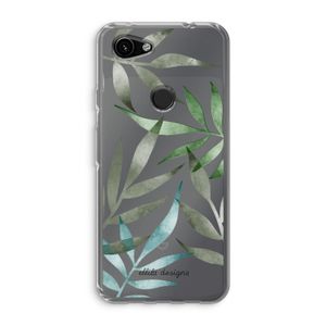 Tropical watercolor leaves: Google Pixel 3a Transparant Hoesje