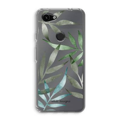 Tropical watercolor leaves: Google Pixel 3a Transparant Hoesje