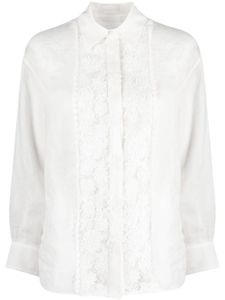 ZIMMERMANN chemise Raie à empiècements en dentelle - Blanc