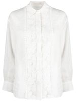 ZIMMERMANN chemise Raie à empiècements en dentelle - Blanc - thumbnail