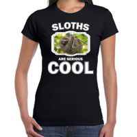 Dieren luiaard t-shirt zwart dames - sloths are cool shirt - thumbnail