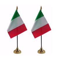 Italie tafelvlaggetjes - 2x stuks - 10 x 15 cm - met gouden standaard - H27 cm - versiering