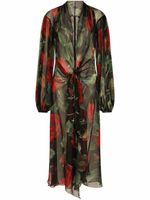 Dolce & Gabbana robe fleurie à manches bouffantes - Noir