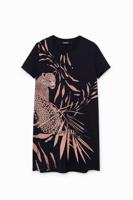 T-shirtjurk met cheetaprint - BLACK - XS