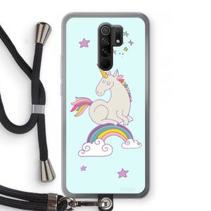 Regenboog eenhoorn: Xiaomi Redmi 9 Transparant Hoesje met koord