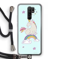 Regenboog eenhoorn: Xiaomi Redmi 9 Transparant Hoesje met koord