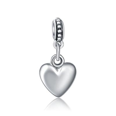20 stuks hart vorm glad oppervlakte kraal Europese groot gat charme hangers DIY Sieraden accessoires Fit ketting Silvering