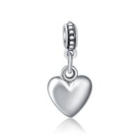 20 stuks hart vorm glad oppervlakte kraal Europese groot gat charme hangers DIY Sieraden accessoires Fit ketting Silvering
