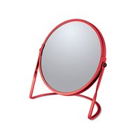 Make-up spiegel Cannes - 5x zoom - metaal - 18 x 20 cm - rood - dubbelzijdig   -