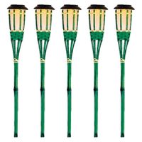 5x Groene buiten/tuin Led fakkel Bodi solar verlichting 54 cm vlam - thumbnail