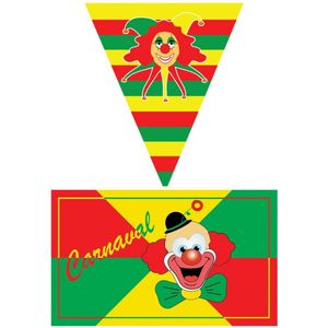 Carnaval versiering pakket - 1x grote vlag en 2x puntvlaggetjes