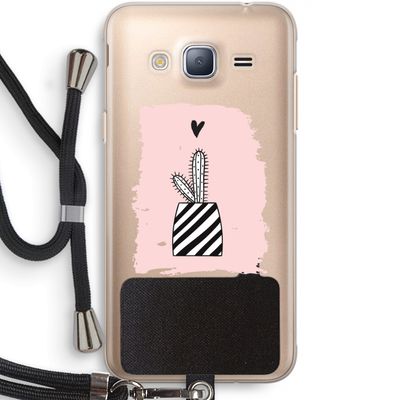 Zwart-wit cactus: Samsung Galaxy J3 (2016) Transparant Hoesje met koord