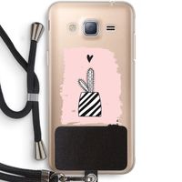 Zwart-wit cactus: Samsung Galaxy J3 (2016) Transparant Hoesje met koord Zwart-wit cactus: Samsung Galaxy J3 (2016) Transparant Hoesje met koord