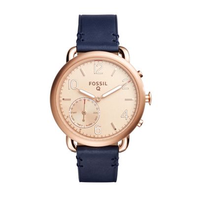 Horlogeband Fossil FTW1128 Leder Blauw 18mm