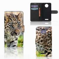 Motorola Moto C Plus Telefoonhoesje met Pasjes Baby Luipaard - thumbnail